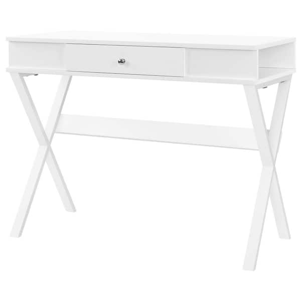Ameriwood Home 39 in. Rectangular White 1 Drawer Writing Desk with Storage