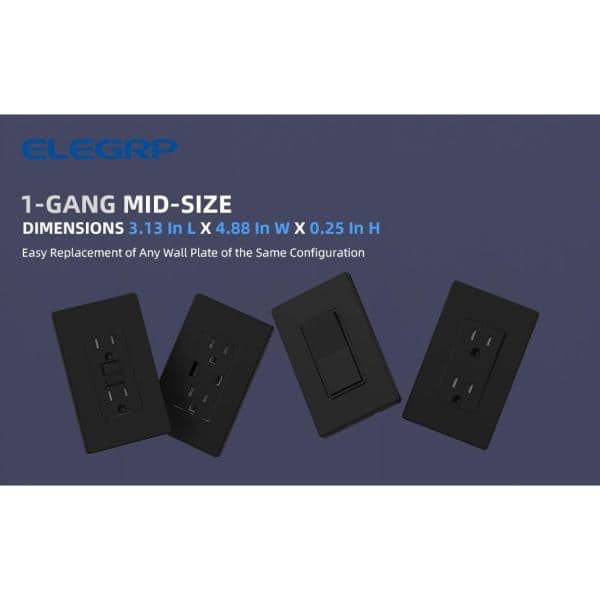 Black 1-Gang Screwless Decorative Wall Plate Set