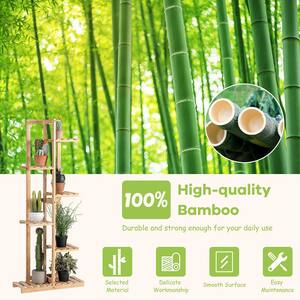 6 Tier 7 Potted Plant Stand Rack Bamboo Wood Display Shelf for Patio Yard