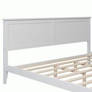 Modern Elegant White Solid Wood King Platform Bed (76.37 in. W x 38.20 in. H)
