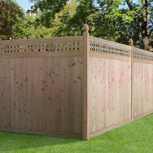 6 ft. x 8 ft. Cedar Square Lattice Top Fence Panel