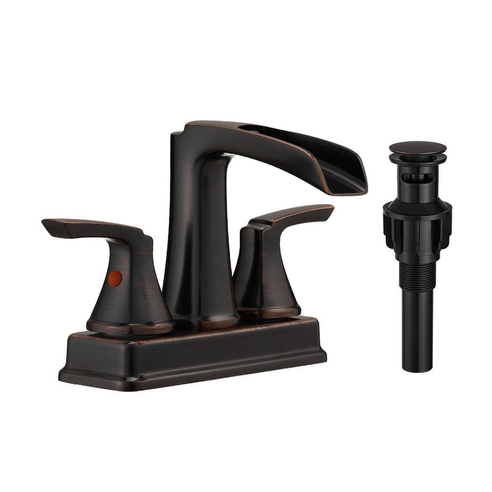 4 in. Centerset Double Handle High Arc Bathroom Faucet with Drain Included in Oil Rubbed Bronze price history on PriceWatchPro