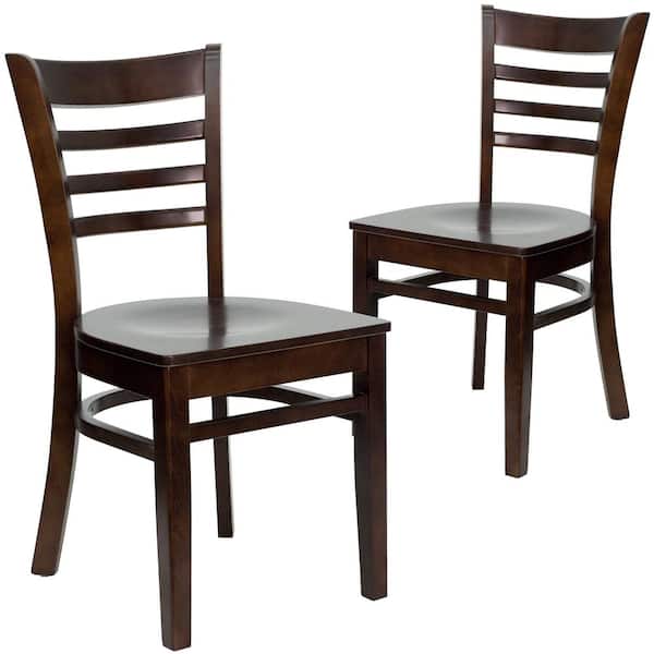Carnegy Avenue Walnut Wood Seat/Walnut Wood Frame Restaurant Chairs (Set of 2)
