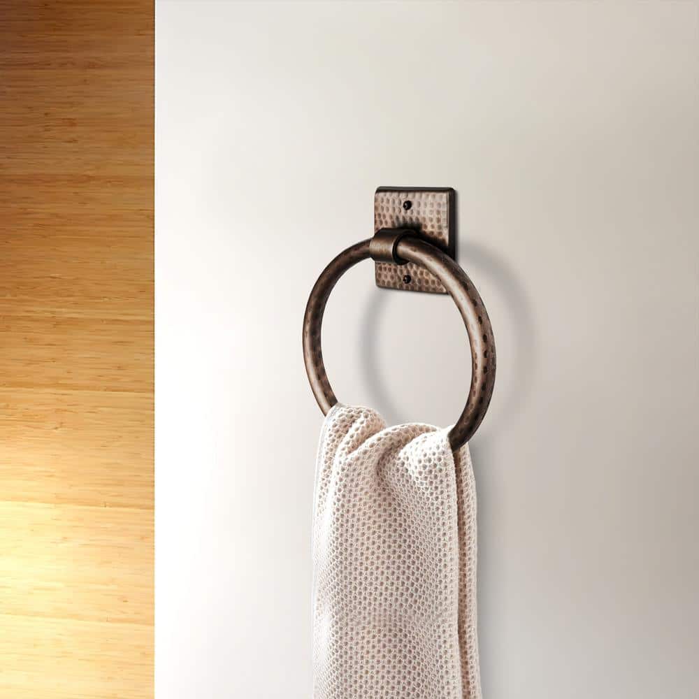 Antique Copper Hand Hammered Wall Mounted Towel Ring