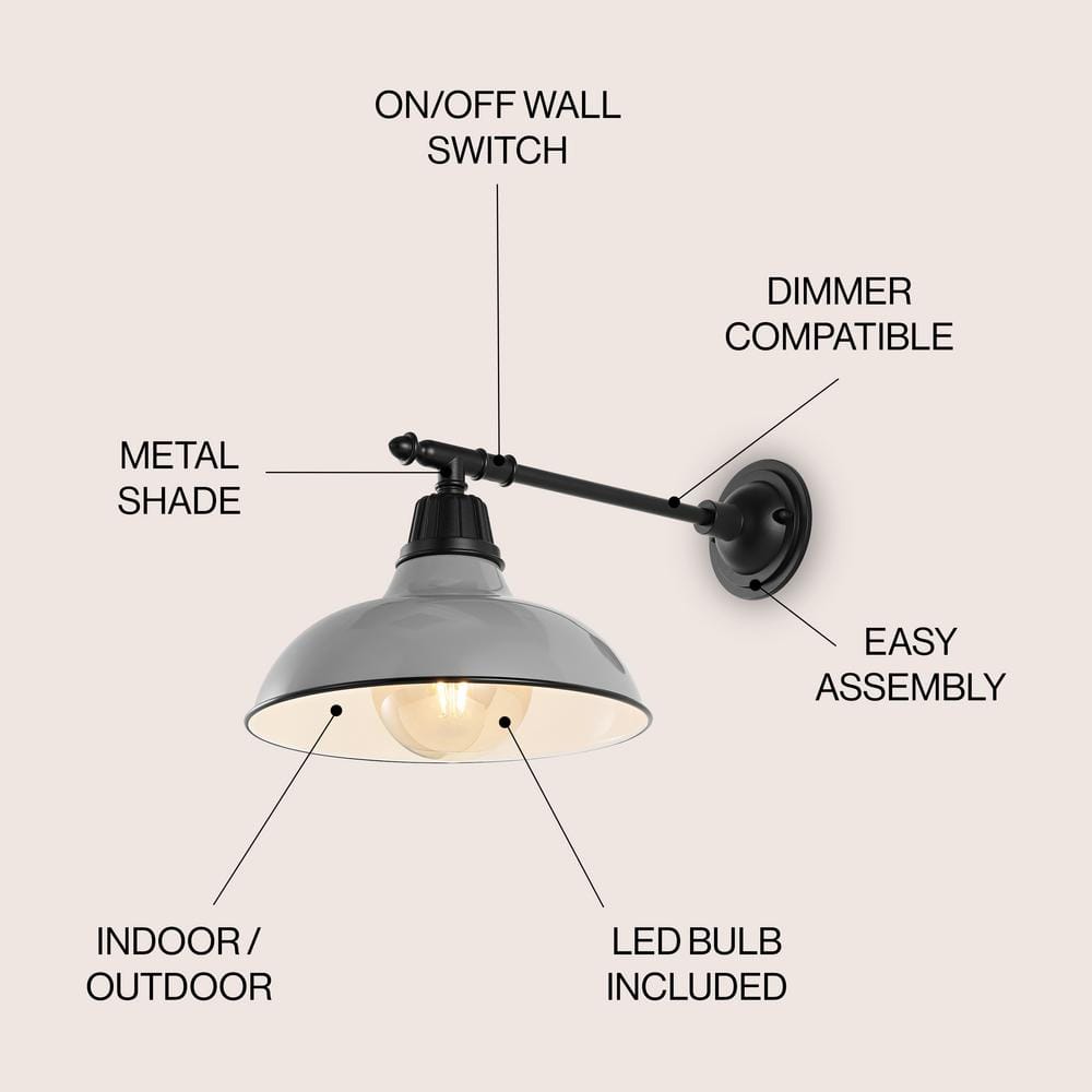 Gray and Black Iron Industrial Farmhouse Wall Sconce