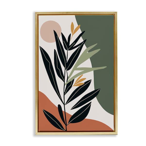 Stupell Industries Earthy Tropical Foliage by LSR Design Studio Gold Floater Frame Nature Graphic Art Print 31 in. x 21 in.