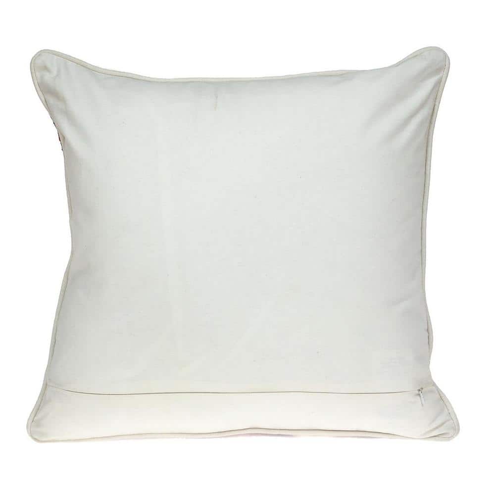 20" Multicolor Geometric Embroidered Cotton Throw Pillow