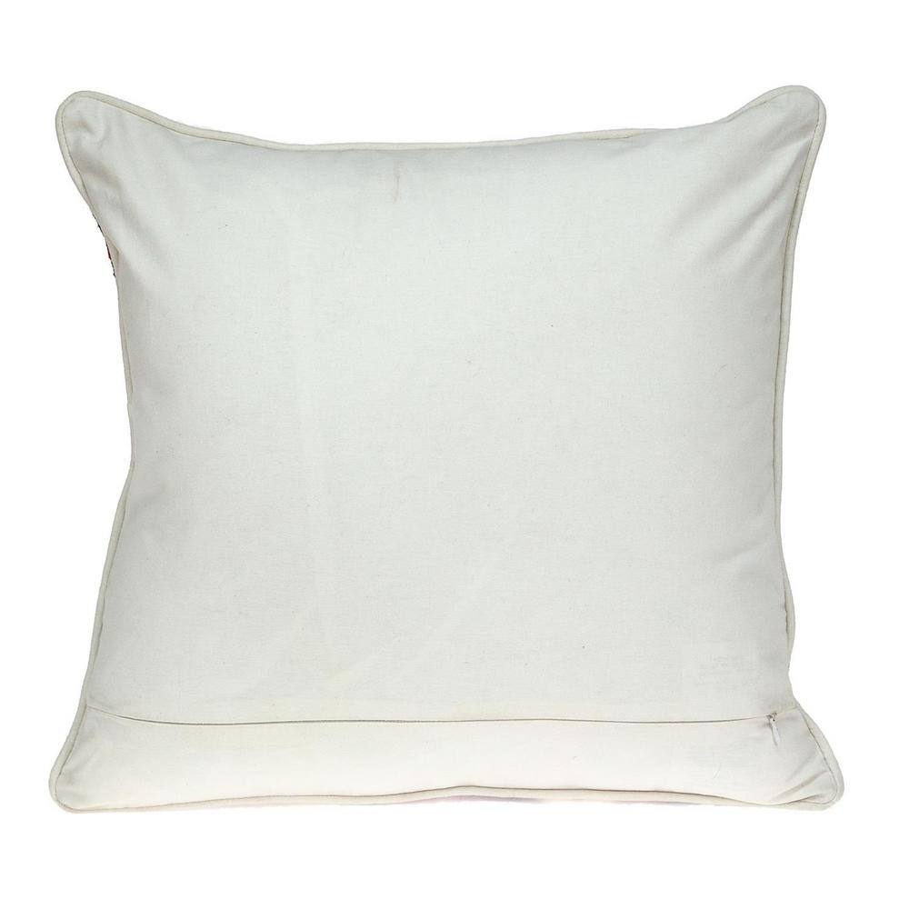 20" Multicolor Geometric Embroidered Cotton Throw Pillow