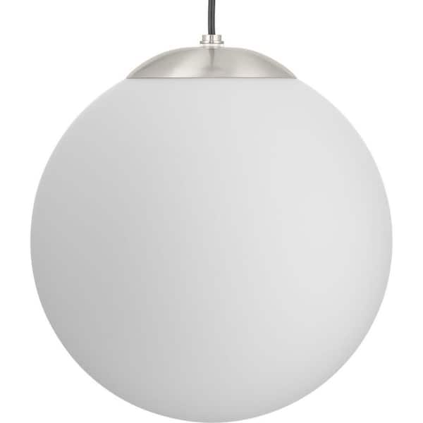Progress Lighting Atwell Collection Brushed Nickel and Opal Glass Globe Large Hanging Pendant Light