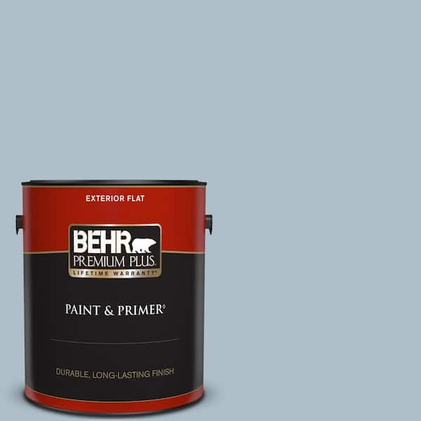 BEHR PREMIUM PLUS 1 gal. #570E-3 Liberty Gray Flat Exterior Paint & Primer