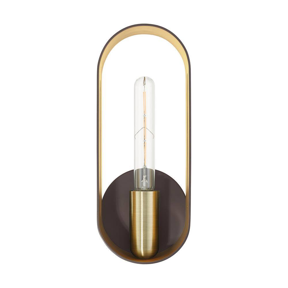 Ravena Scandinavian Bronze with Antique Brass 1-Light Sconce