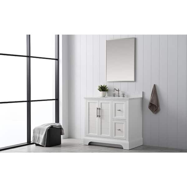 Vanity Art Chambery 36 in. W x 22 in. D x 34.5 in. H Bathroom Vanity in White with Engineered Marble Top