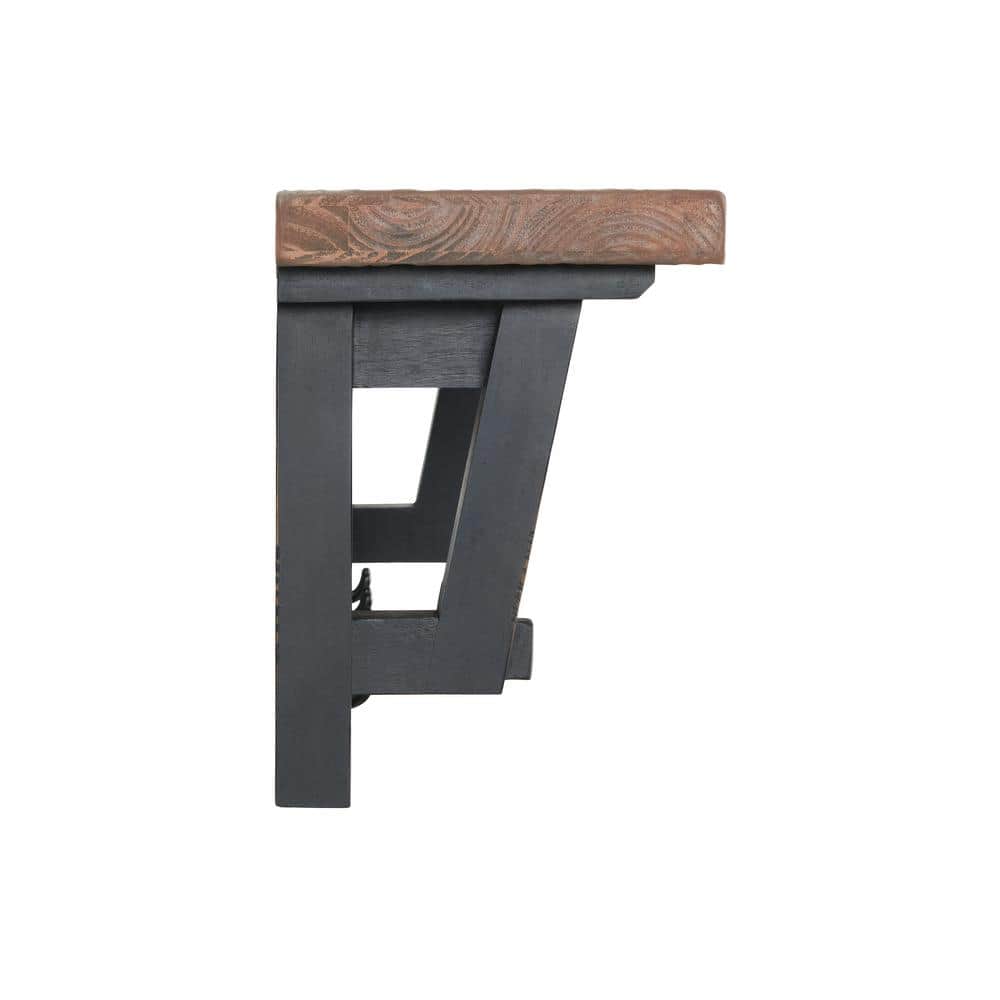 Rustic Industrial 42" Wood Coat Rack with Shelf and Hooks