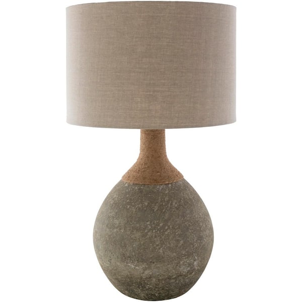 Artistic Weavers Invermore 32 in. Sage Indoor Table Lamp with Natural, White Drum Shaped Shade