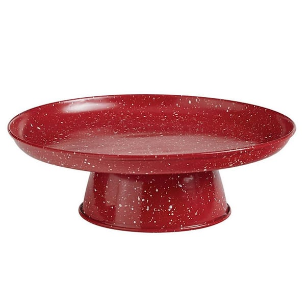 Granite Enamelware 1-Tier Speckled Red Cake Stand