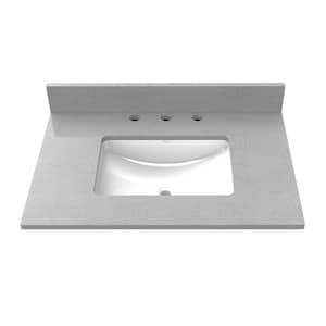 31 in. W x 22 in. D Engineered Stone Composite Vanity Top in Silver Gray with White Rectangular Single Sink