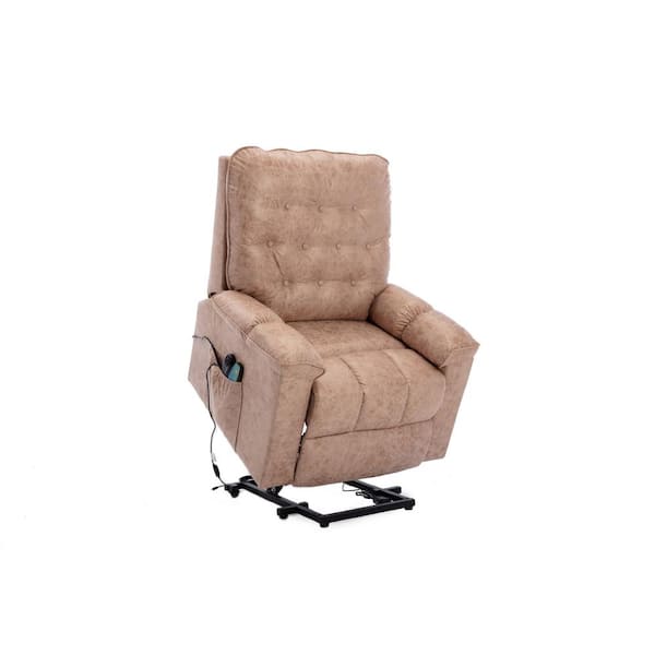 Boyel Living Elderly Heavy Duty Heated Massage Power Lift Recliner Chair with Remote Control and Soft Microfiber Fabric (Camel Gray)