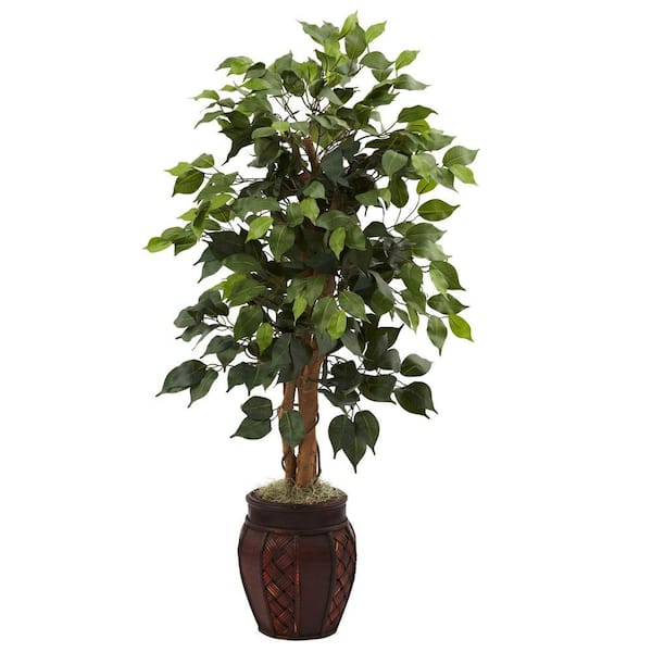 Nearly Natural 44 in. Artificial Ficus Tree with Decorative Planter