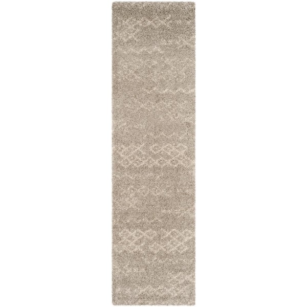 Arizona Shag 2 ft. x 6 ft. Gray/Ivory Solid Color Tribal Runner Rug