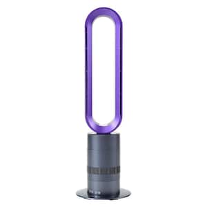 HealSmart 32 in. Space Heater Bladeless Tower Fan, 9H Timer 10 Speeds with Remote Control, Air Circulator Fan, Purple