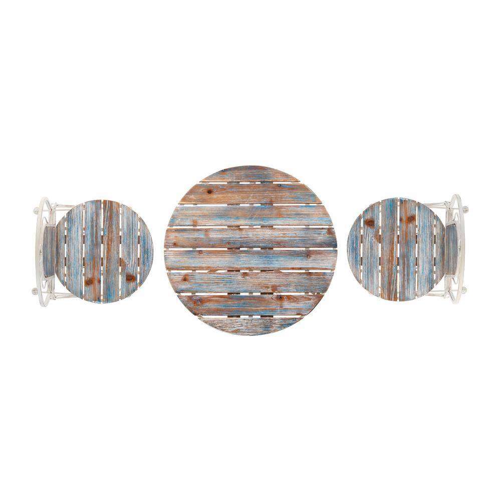 Rustic White and Weathered Wood 3-Piece Bistro Set