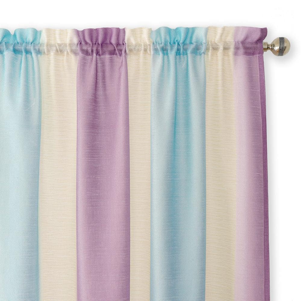 Lilac and Turquoise Semi-Sheer Polyester Curtain Panel, 84" x 50"
