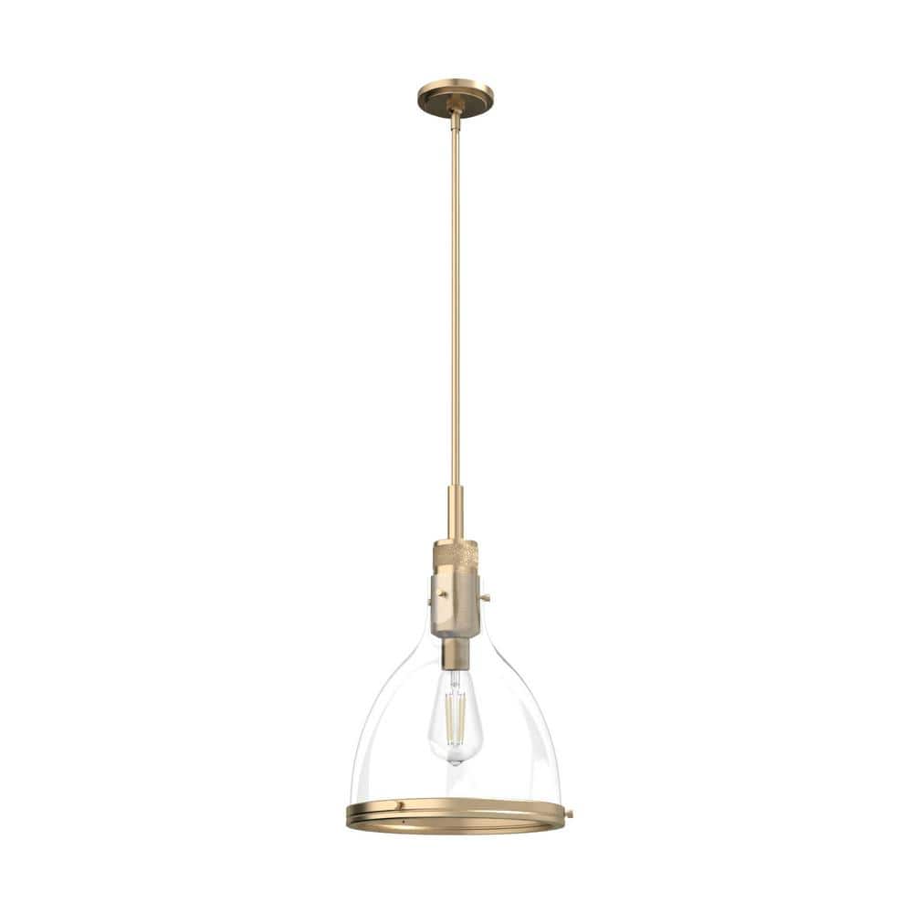 Alturas Gold 13" Bell Pendant with Clear Glass Shade