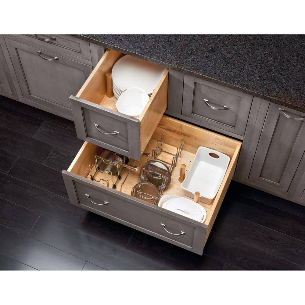 Natural Maple Adjustable Pegboard Drawer Organizer, 24.25"W x 21.25"D