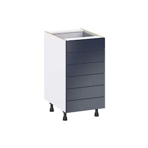 18 in. W x 24 in. D x 34.5 in. H Devon Painted Blue Shaker Assembled Base Kitchen Cabinet with 6-Drawers