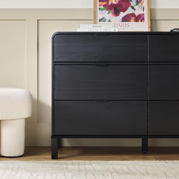 Walker Edison Furniture Company 6-Drawer Black Modern Solid Pine