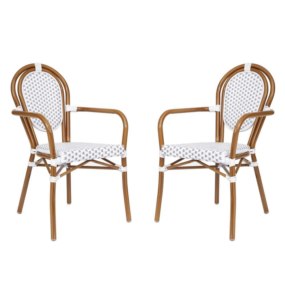 Brown Aluminum Outdoor Dining Chair in Gray Set of 2 price history on PriceWatchPro