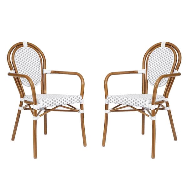 TAYLOR + LOGAN Brown Aluminum Outdoor Dining Chair in Gray Set of 2