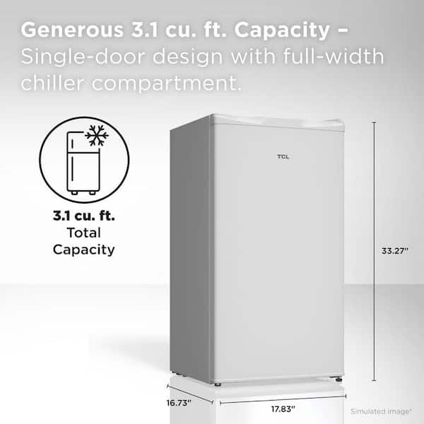 3.1 cu. ft. Compact Single Door Mini Refrigerator without Freezer in White