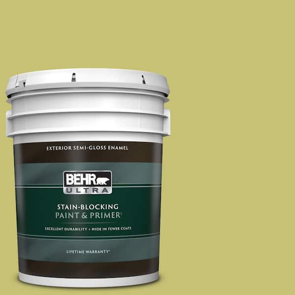 BEHR ULTRA 5 gal. #PPU9-07 Fresh Sprout Semi-Gloss Enamel Exterior Paint & Primer