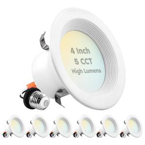 4 in. Can Light 14-Watt/75-Watt 5 Color Options 950 Lumens Remodel Integrated LED Recessed Light Kit Baffle Trim(6-Pack)