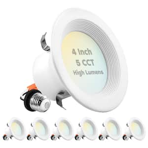 4 in. Can Light 14-Watt/75-Watt 5 Color Options 950 Lumens Remodel Integrated LED Recessed Light Kit Baffle Trim(6-Pack)