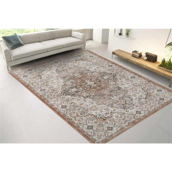 Ancient Garden 5 ft. 3 in. X 7 ft. 7 in. Beige/Multi Oriental Indoor Area Rug