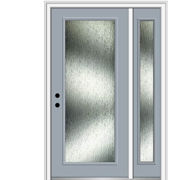 MMI Door 48 in. x 80 in. Right-Hand Inswing Rain Glass Storm Cloud Fiberglass Prehung Front Door on 6-9/16 in. Frame