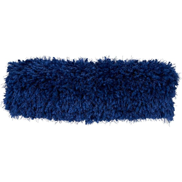 Mina Victory Shag Blue Ink Shag 20 in. x 5 in. Bolster Throw Pillow