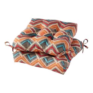 Surreal Multi-Color Chevron 20 in. x 20 in. Tufted Square Outdoor Seat Cushion (2-Pack)