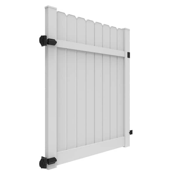 Barrette Outdoor Living 5 ft. x 6 ft. White Vinyl Dogear Picket Semi-Privacy Fence Gate
