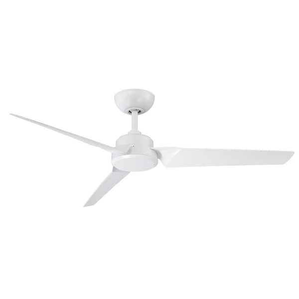 Modern Forms Roboto 52 in. Indoor/Outdoor Matte White 3-Blade Smart Ceiling Fan with Remote Control