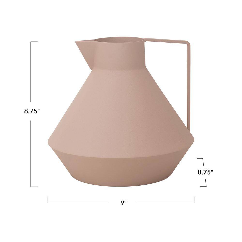 Matte Beige Textured Iron Decorative Pitcher with Handle