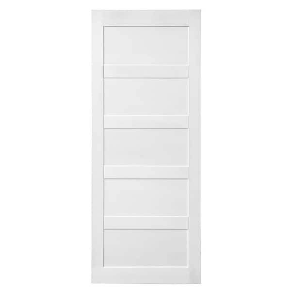 WEGATE 30 in. x 80 in. 5-Grid Primed Interior Sliding Barn Door Slab, MDF, Barn Door Slab