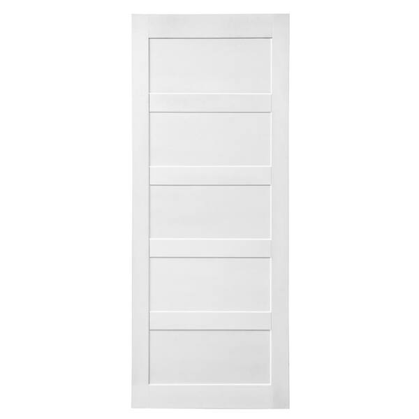 WEGATE 32 in. x 80 in. 5-Grid Primed Interior Sliding Barn Door Slab, MDF, Barn Door Slab