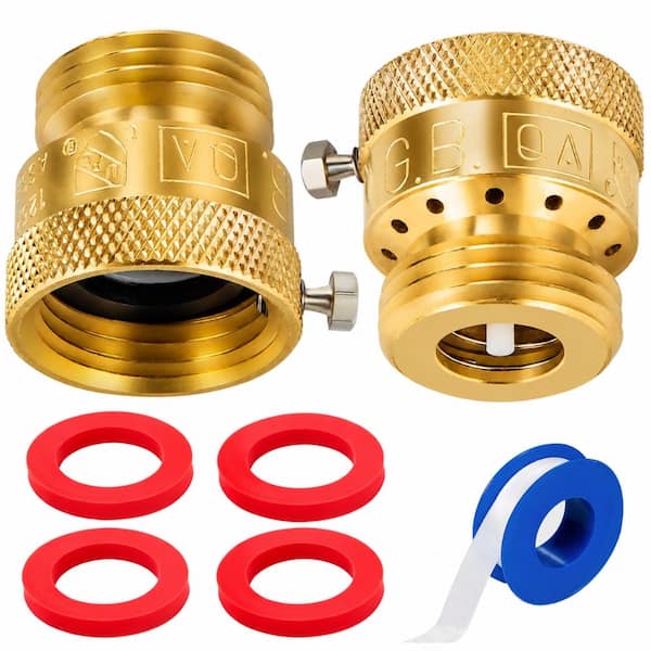 3/4 in. Brass Anti-Siphon Hose Bib Vacuum Breaker Set with 2 Connectors, Washers and Tape Hose Repair