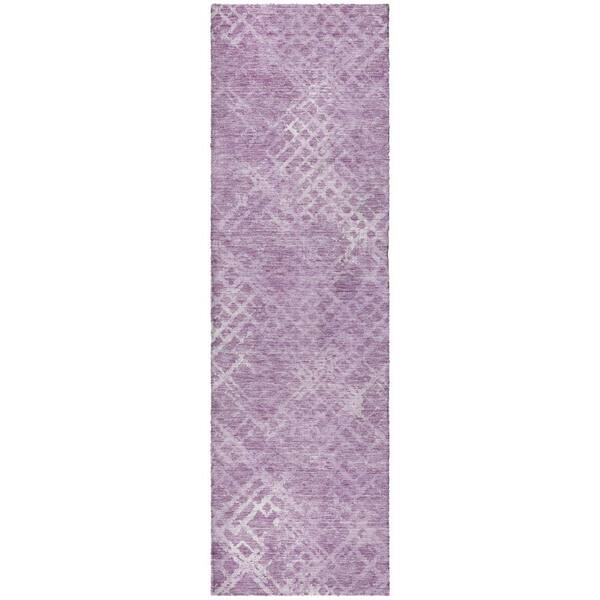Dream Shag Premium Machine Washable Abstract ADS825 Lavender 2 ft. x 7 ft. Runner Rug
