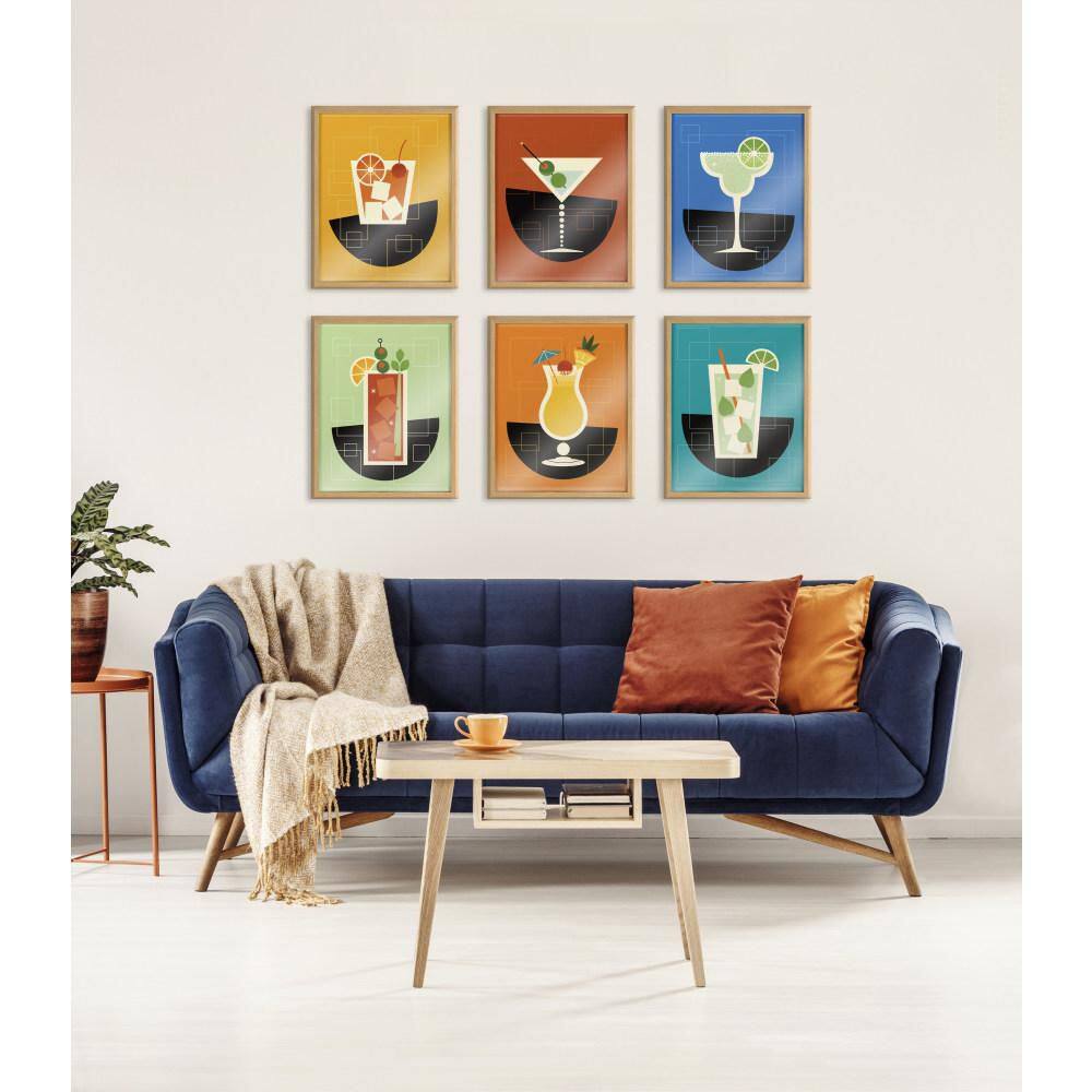 Amber Leaders Martini Print on Canvas with Natural Frame