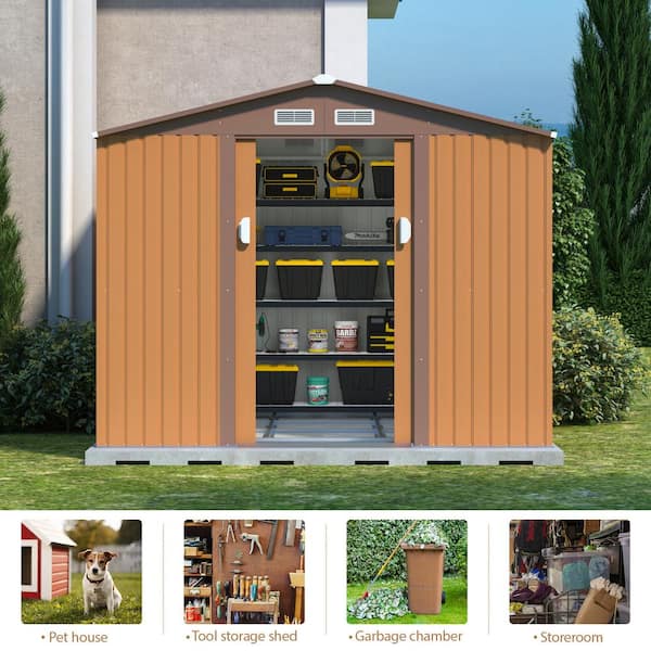 Metal Garden Shed Outdoor Yard Tools Storage Organizer Small House Sliding Door 