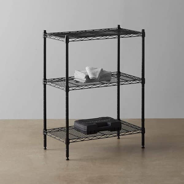 Black 3-Tier Adjustable Shelving Unit